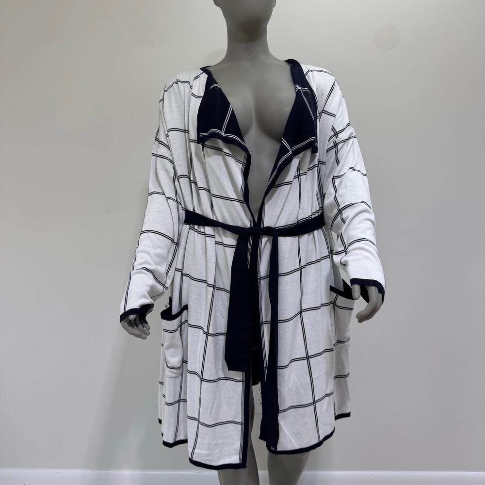 NWT Marina Rinaldi Plaid Belted Cardigan US 20-22 Classy Luxury Capsule Wardrobe